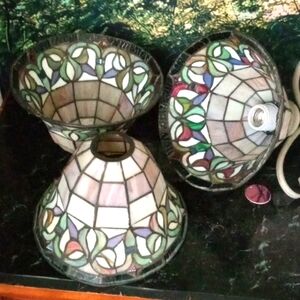 Set of 3 vintage tiffany style lamp shades stained glass